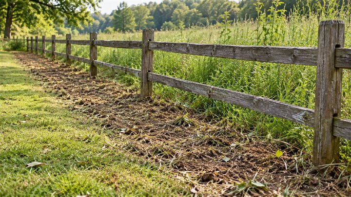 Example of a cleared strip along a fence