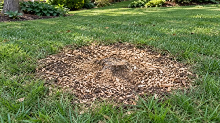 Example of a stump ground below the soil surface